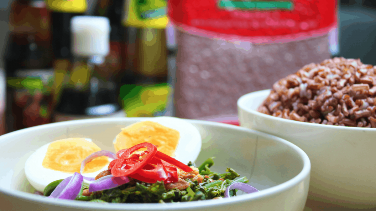 primera rice, pucuk paku, healthy recipe