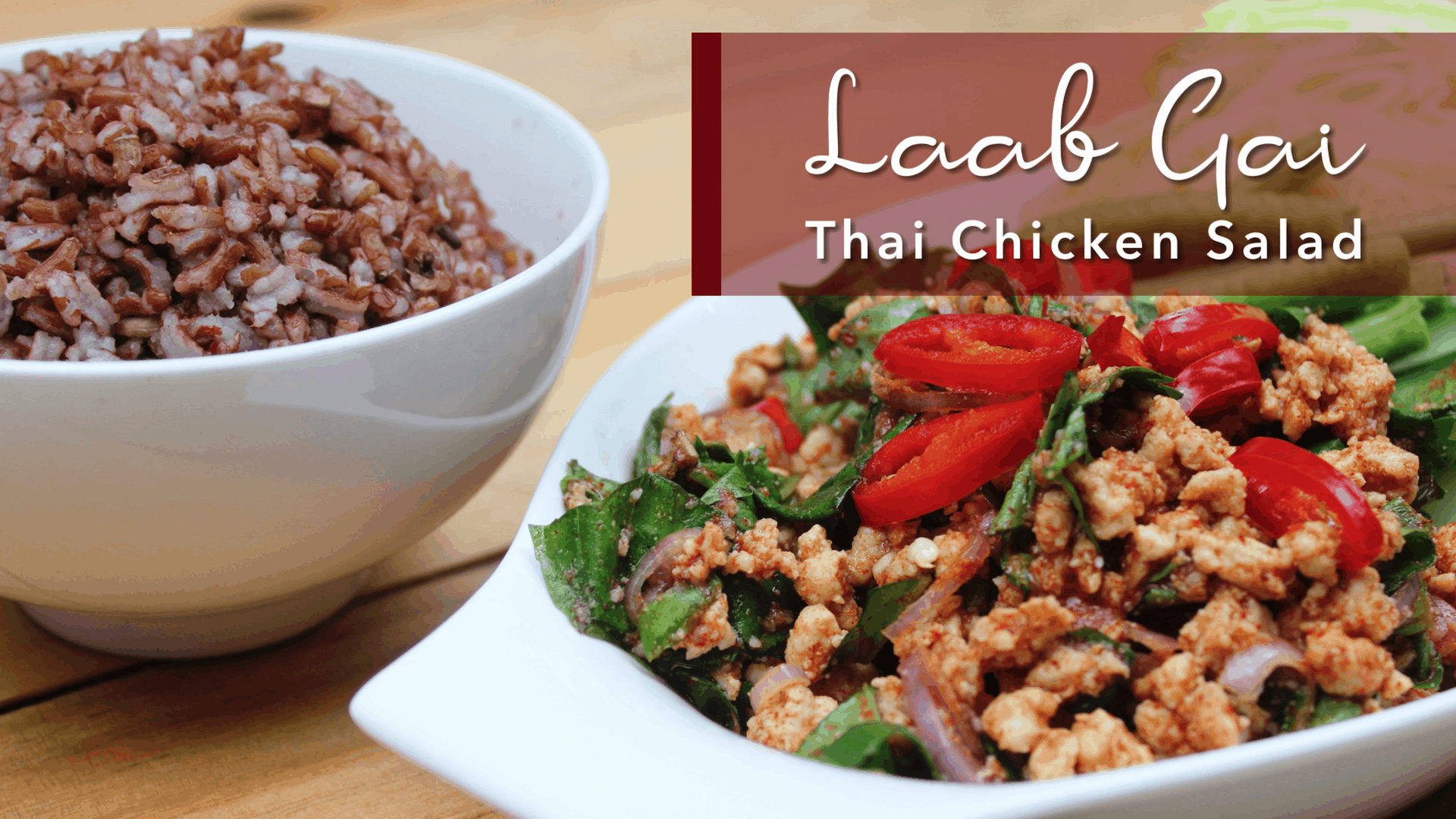 chicken salad, red rice