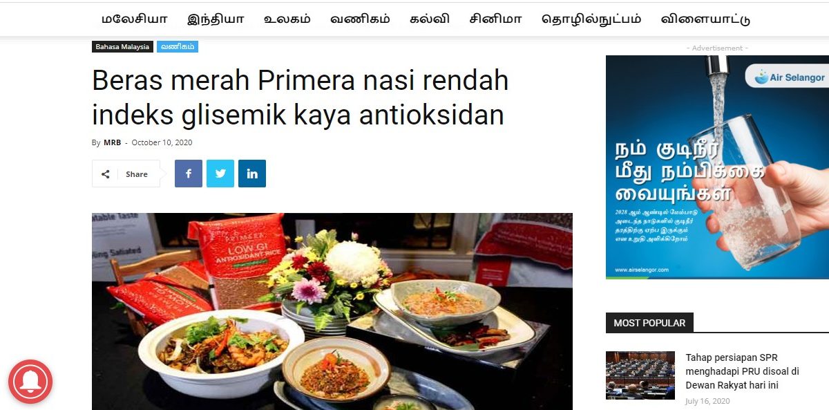 beras merah, nasi rendah gi, antioksidan