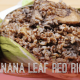 red rice, banana leaf