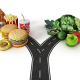 Fast Food, Natural Food, vegetables, fruits