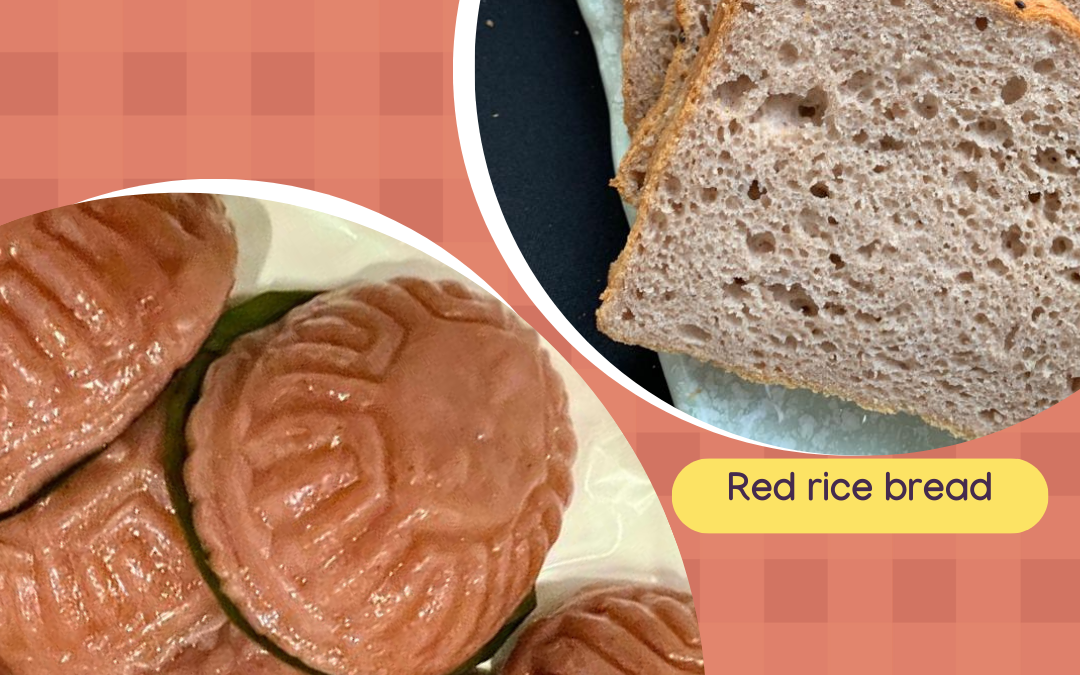 Red rice bread, flour, red rice flour, dessert