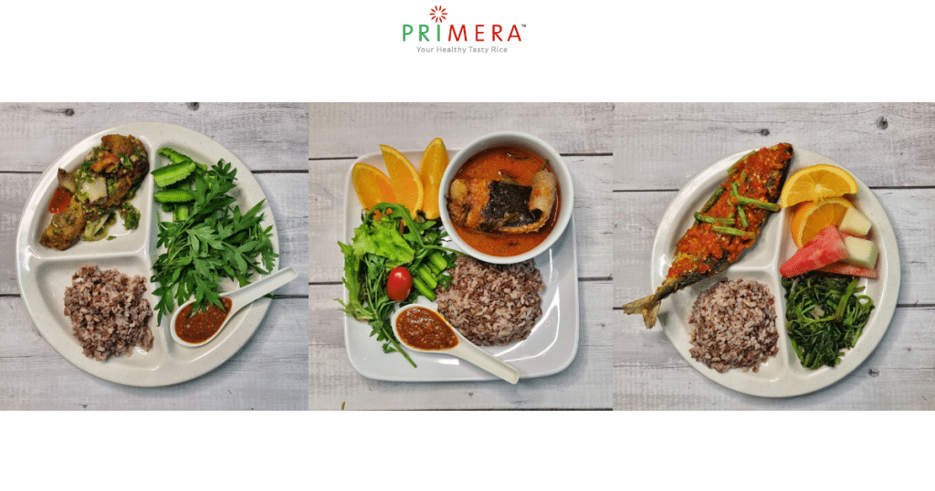 suku-suku separuh, red rice, brown rice, healthy, diet menu